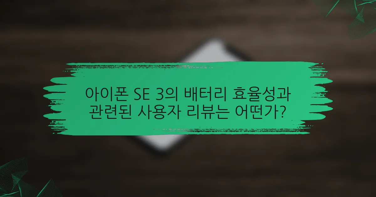 아이폰 SE 3의 배터리 효율성과 관련된 사용자 리뷰는 어떤가?