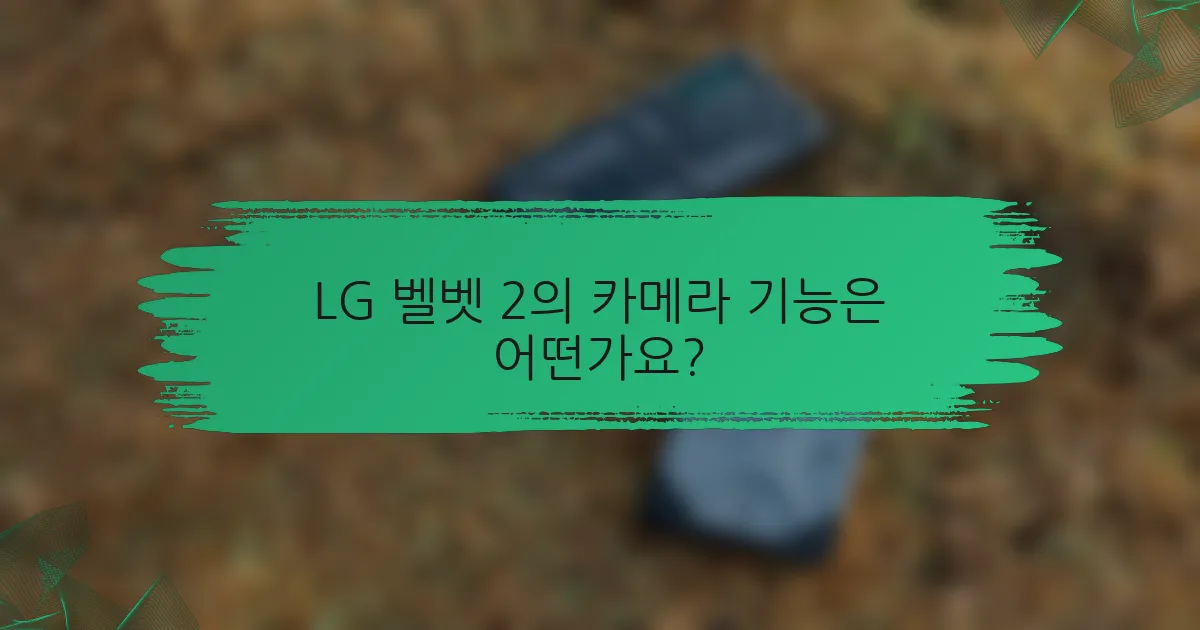 LG 벨벳 2의 카메라 기능은 어떤가요?