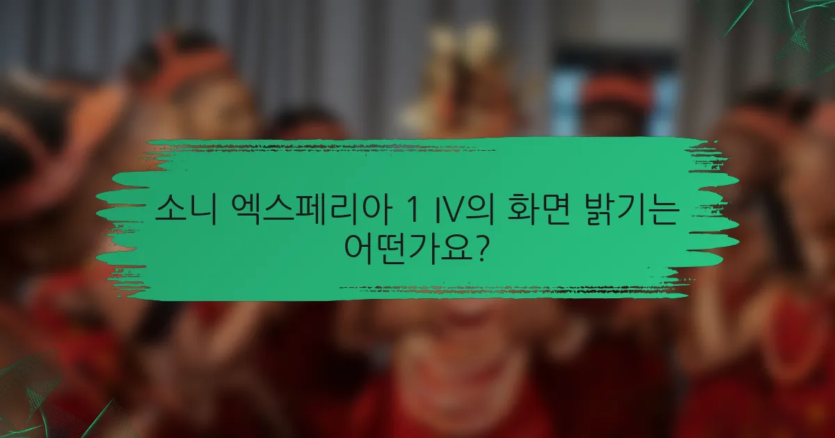 소니 엑스페리아 1 IV의 화면 밝기는 어떤가요?